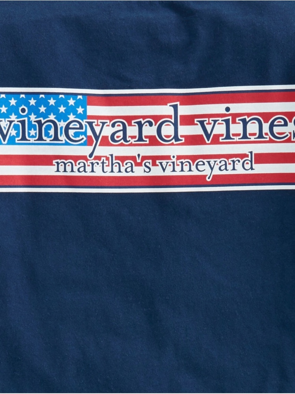 Vineyard Vines Navy Tee with Red & White Flag Graphic